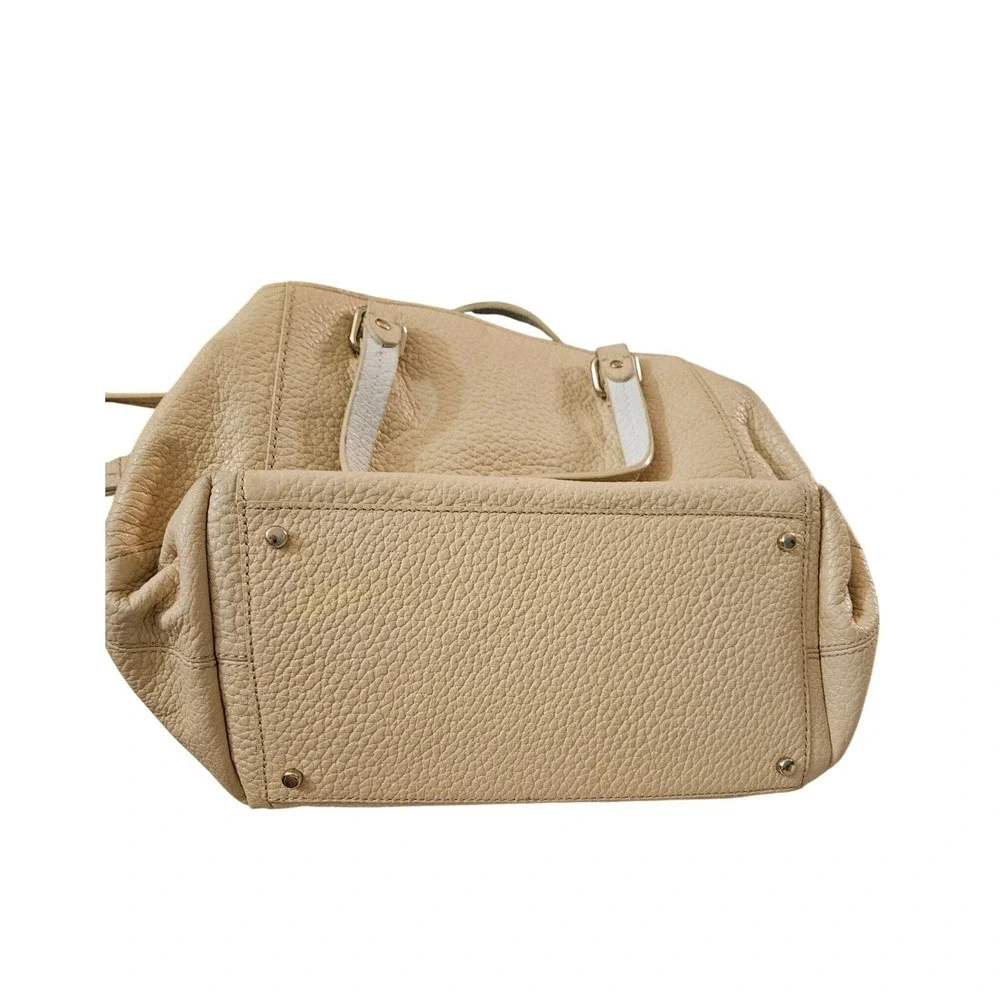 Kate Spade New York Pebbled Leather‎ Satchel Handbag Beige Convertible Strap